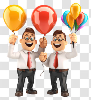 Employee Appreciation Day - Cartoon Men With Balloons Transparent PNG