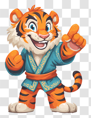 Tiger Mascot - Karate Tiger Cartoon Transparent PNG