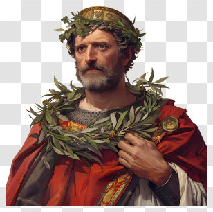 King - Man In Ancient Attire With Crown And Robe Transparent PNG