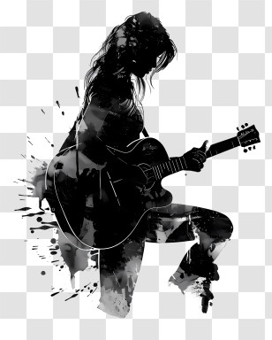 Acoustic Guitar - Artistic Silhouette Of A Guitarist Transparent PNG