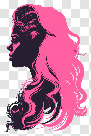 Pink Barbie Head Silhouette - Pink Silhouette Of A Woman Transparent PNG