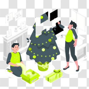 Green Shirts - Decorating Christmas Tree Transparent PNG