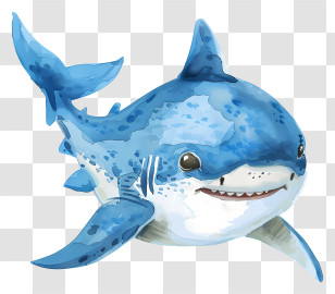 Shark - Smiling Blue Shark Illustration Transparent PNG