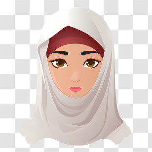 Woman With Veil - Illustrated Woman Wearing White Hijab Transparent PNG