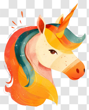 Unicorn - Rainbow Unicorn With Colorful Mane Transparent PNG