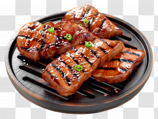 Grilled Beef - Grilled Meat On Plate Transparent PNG