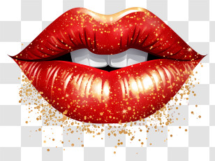 Cartoon Christmas Glitter Lip - Red Glittery Lip Design Transparent PNG