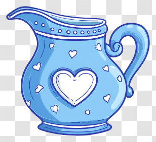 Tea Pitcher - Blue Decorative Jug With Heart Patterns Transparent PNG