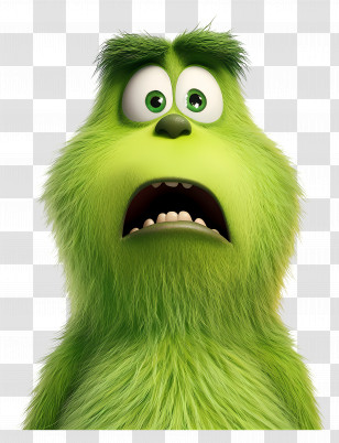 Grinch Emoji - Green Furry Monster With Surprised Expression Transparent PNG