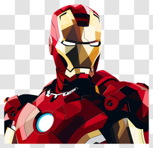 Iron Man - Angular Robotic Superhero Illustration Transparent PNG