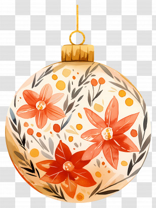 Christmas Ornament Ball - Festive Ornament Ball With Floral Design Transparent PNG