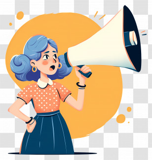 Promoting Girl - Woman Announcing With Megaphone Transparent PNG