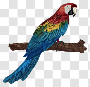Macaw - Parrot On A Brown Branch Transparent PNG
