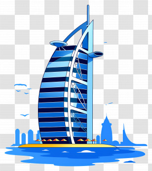 Burj Al Arab - Iconic Burj Al Arab Illustration Transparent PNG