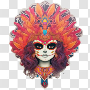 Skelita Calaveras - Vivid Day Of The Dead Mask With Elaborate Design Transparent PNG