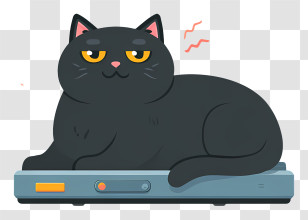 Cat Lying On Robot Vacuum Cleaner - Chubby Black Cat On Device Transparent PNG