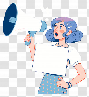 Promoting Girl - Woman Announcing With Megaphone Transparent PNG