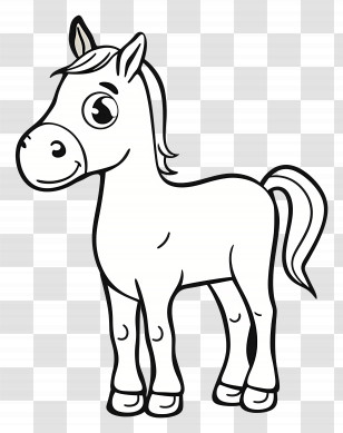 Horse Outline - Cartoon Horse Line Art Illustration Transparent PNG