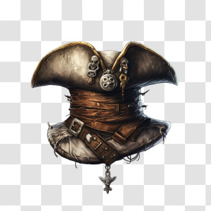 Pirate Cap - Vintage Pirate Hat With Leather Straps Transparent PNG