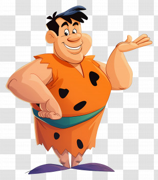 Fred Flintstone - Cartoon Caveman Character In Orange Outfit Transparent PNG