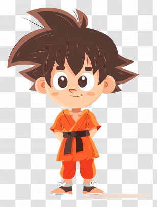 Goku - Cute Cartoon Martial Arts Boy In Orange Outfit Transparent PNG