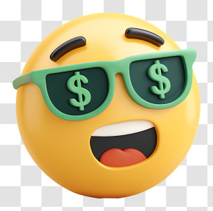 3d Money Emoji - Emoji With Dollar Sign Sunglasses Transparent PNG