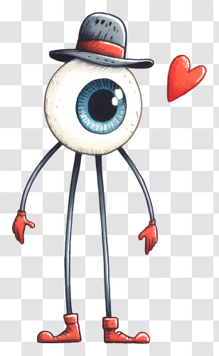 Cute Cartoon Eye Ball - Quirky Eyeball Character With Hat Transparent PNG