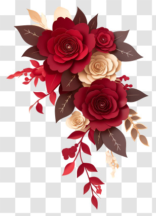 Red Cascade Bouquet - Red Roses And Floral Arrangement Transparent PNG