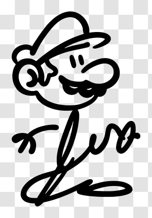 Mario Outline - Running Cartoon Character Drawing Transparent PNG