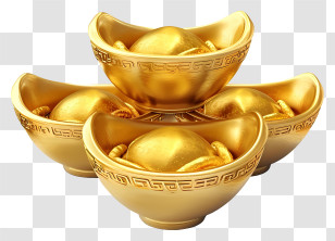 Chinese Gold Ingots Illustrate - Golden Ingots In A Celebratory Style Transparent PNG
