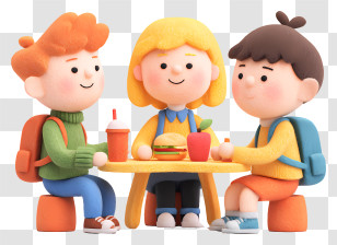 School Students On Lunch - Kids Eating Together Transparent PNG