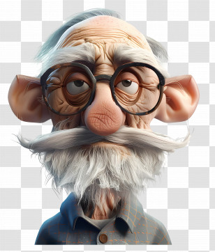 3d Old Man Avatar - Realistic Elderly Cartoon Man Illustration Transparent PNG