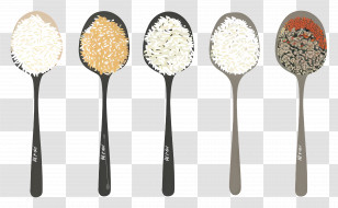 Rice In Spoons - Spoons Filled With Rice And Spices Transparent PNG
