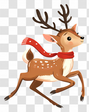 Christmas Deer - Festive Cartoon Reindeer Illustration Transparent PNG
