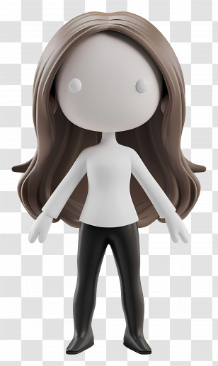 Girl Stick Figure - Minimalist White And Black Figurine Transparent PNG
