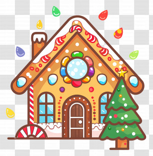 Christmas Gingerbread House - Gingerbread House With Christmas Decorations Transparent PNG