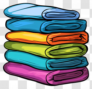 Stack Of Towels - Stack Of Colorful Folded Towels Transparent PNG