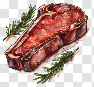 Raw Steak - Raw Beef Steak With Rosemary Transparent PNG