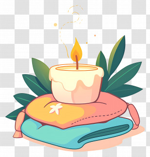 Aromatherapy Candle - Candle Placed On Colorful Cushions Transparent PNG