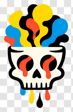 Cartoon Skull - Colorful Paint Skull Illustration Transparent PNG
