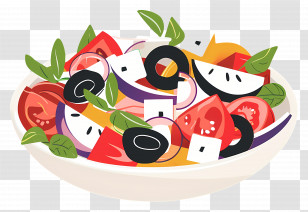 Greek Salad - Fresh Greek Salad In Bowl Illustration Transparent PNG