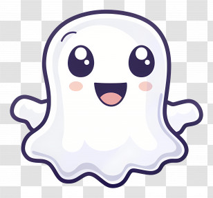 Cartoon Ghost - Cute Smiling Ghost Illustration For Halloween Transparent PNG