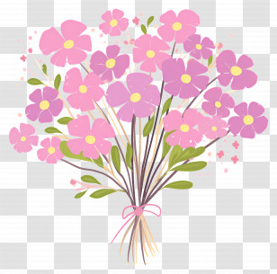 Pink Wildflower Bouquet - Bouquet Of Pink Flowers Transparent PNG