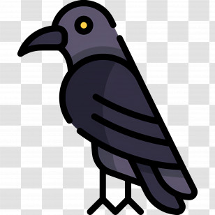 Raven - Illustrated Black Raven In Simplistic Style Transparent PNG