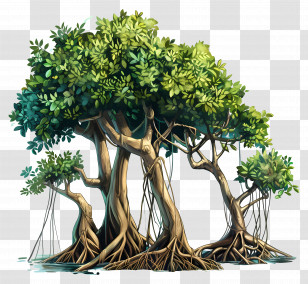Mangrove Forest - Mangrove Tree Illustration In A Wetland Setting Transparent PNG