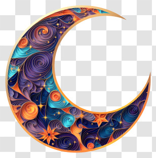 Multicolored Paints Moon And Star - Colorful Crescent Moon Design Transparent PNG