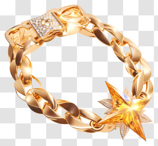 Jewellery Gold Sets - Gold Bracelet With Star Charm Transparent PNG
