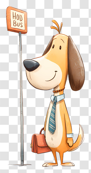 Waiting At Bus Stop - Dog In Tie Waiting At Bus Stop Transparent PNG