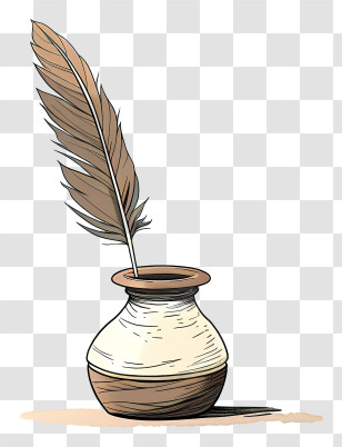 Quill Inkwell - Quill And Ink Bottle Drawing Transparent PNG