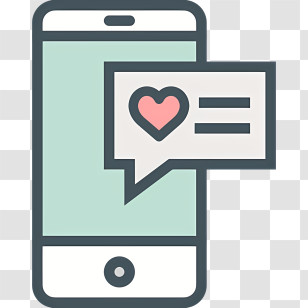 Flat Line Valentines Day - Phone With Heart Message Icon Transparent PNG